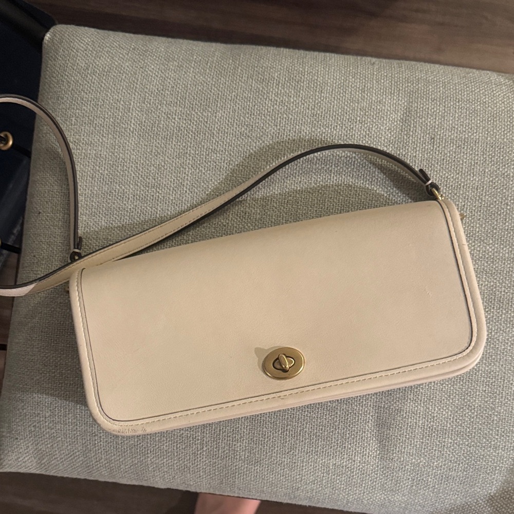 Coach Cream Shoulder Bag with Gold Accent